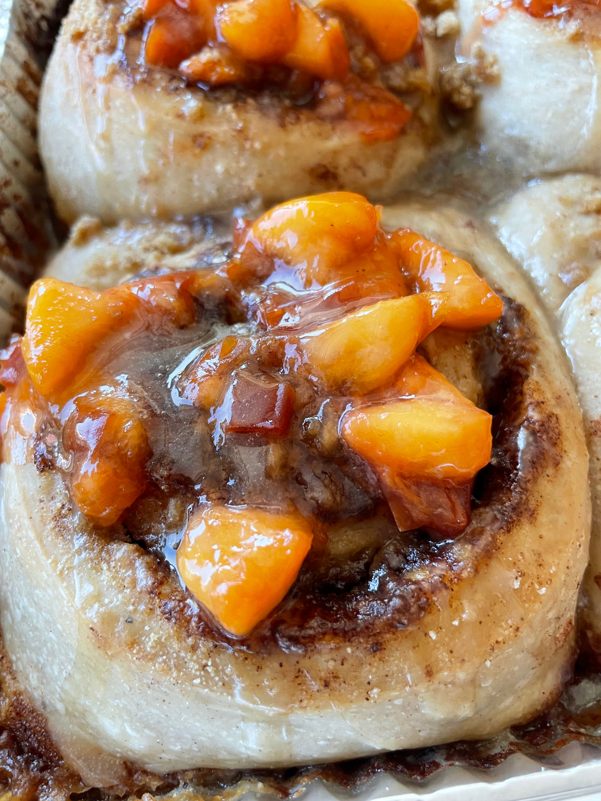 Peach Cobbler Cinnamon Rolls
