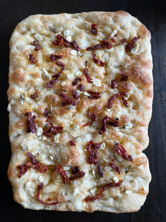 Sun-dried Tomato, Basil, and Garlic Focaccia